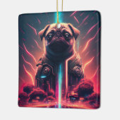 Schattige pug in Futuristic Robot Costume Keramisch Ornament (Links)