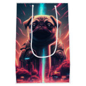 Schattige pug in Futuristic Robot Costume Medium Cadeauzakje (Achterkant)