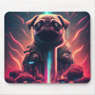 Schattige pug in Futuristic Robot Costume Muismat