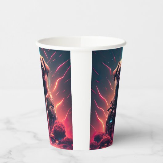 Schattige pug in Futuristic Robot Costume Papieren Bekers (Links)