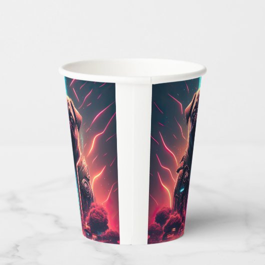 Schattige pug in Futuristic Robot Costume Papieren Bekers (Rechts)