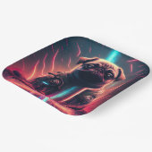 Schattige pug in Futuristic Robot Costume Papieren Bordje (Gebogen)