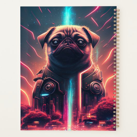 Schattige pug in Futuristic Robot Costume Planner (Achterkant)