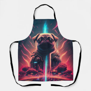 Schattige pug in Futuristic Robot Costume Schort