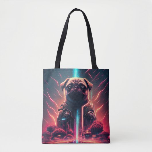 Schattige pug in Futuristic Robot Costume Tote Bag (Voorkant)