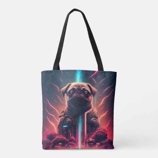 Schattige pug in Futuristic Robot Costume Tote Bag (Achterkant)