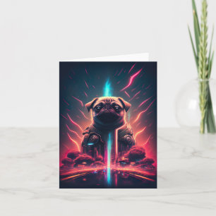 Schattige Pug in futuristisch robotkostuum Kaart