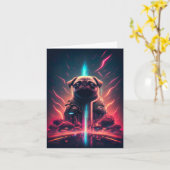 Schattige Pug in futuristisch robotkostuum Kaart (Gele Bloem)