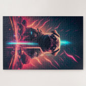 Schattige Pug in futuristisch robotkostuum Legpuzzel (Horizontaal)