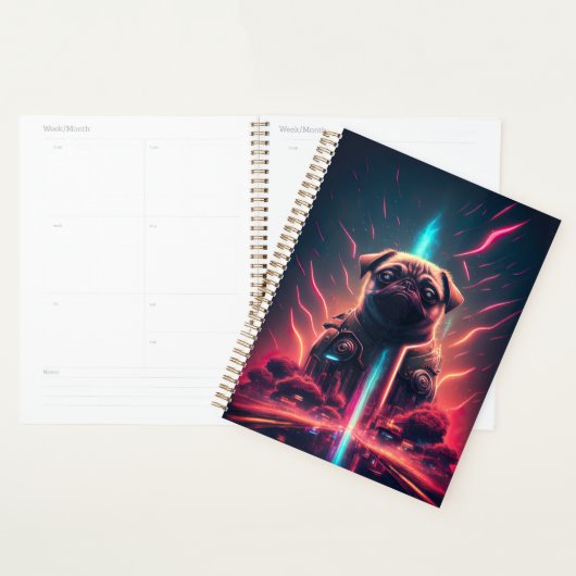 Schattige Pug in futuristisch robotkostuum Planner (Display)