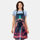 Schattige Pug in futuristisch robotkostuum Schort (Gedragen)