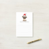 Schattige pug in kerstmuts naam gelinieerd Kerstmi Post-it® Notes (Op bureau)