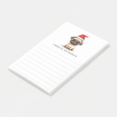 Schattige pug in kerstmuts naam gelinieerd Kerstmi Post-it® Notes (Schuin)