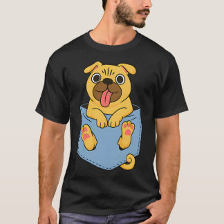 Schattige Pug in Zak Cartoon Illustratie Grappige  T-shirt