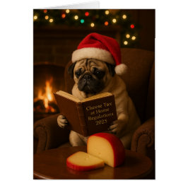 Schattige Pug 'Kaasbelasting' kerstkaart