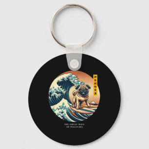 Schattige Pug Kanagawa Golf Surfing Japanse Kawaii Sleutelhanger