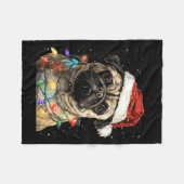 Schattige Pug Kerst Fleece Deken (Voorkant (Horizontaal))