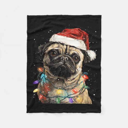 Schattige Pug Kerst Fleece Deken (Voorkant)