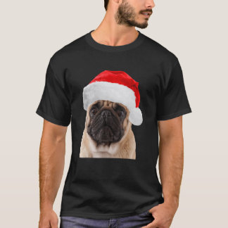 Schattige Pug Kerstman Hoed Afbeelding Pugs Kerst T-shirt