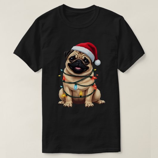 Schattige Pug Kerstman Santa Huisdier Hond Liefheb T-shirt (Design voorkant)