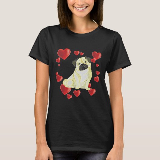 Schattige Pug Liefde 638 T-shirt (Voorkant)