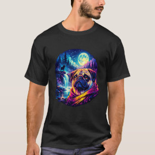 Schattige Pug Maan Grappige Jongeren Leven Vader M T-shirt