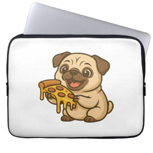 Schattige pug met aardbeien cartoon zoete fruitige laptop sleeve