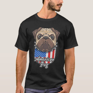 Schattige pug met Amerikaanse vlag Essential  225 T-shirt