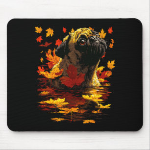 Schattige Pug Met Bosbladeren Gezellige Herfst Hon Muismat