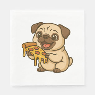 Schattige pug met donut cartoon hondenliefhebber servet