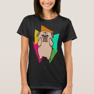 Schattige Pug Met Felgele Driehoeken - 80s Hond Kl T-shirt