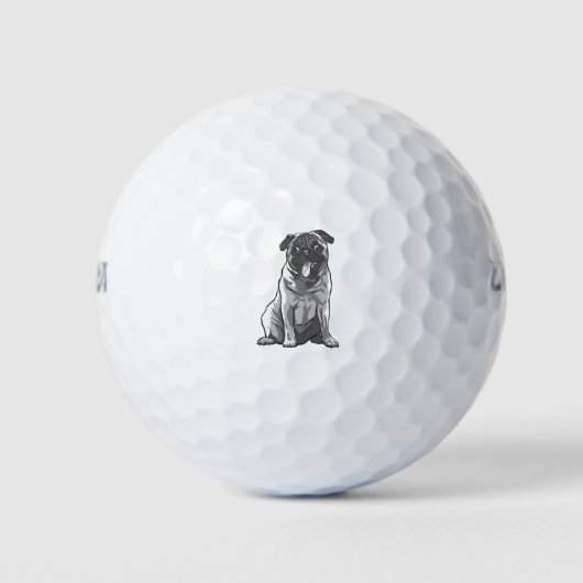 Schattige Pug Met Goede Stemming Golfballen (Voorkant)
