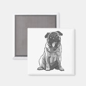 Schattige Pug met Goede Stemming Magneet (Voorkant / Achterkant)