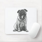 Schattige Pug met Goede Stemming Muismat (Met muis)