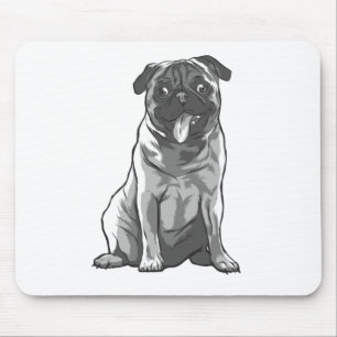 Schattige Pug met Goede Stemming Muismat
