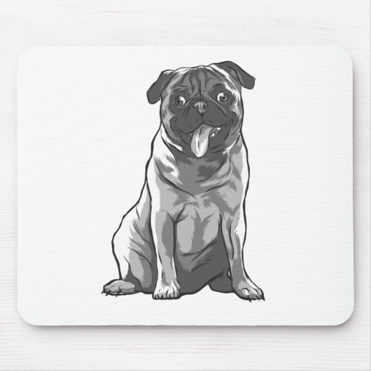 Schattige Pug met Goede Stemming Muismat (Voorkant)
