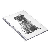 Schattige Pug met Goede Stemming Notitieboek (Rechterzijde)