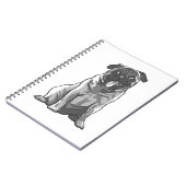 Schattige Pug met Goede Stemming Notitieboek (Linkerzijde)