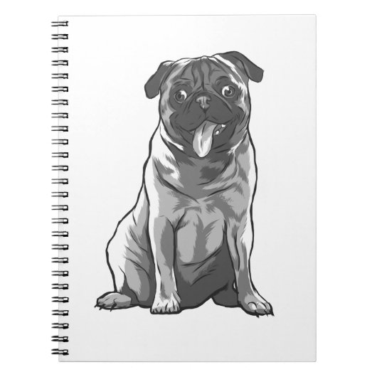 Schattige Pug met Goede Stemming Notitieboek (Voorkant)