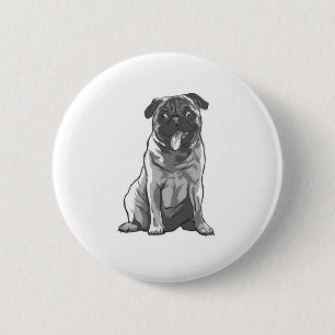 Schattige Pug met Goede Stemming Ronde Button 5,7 Cm