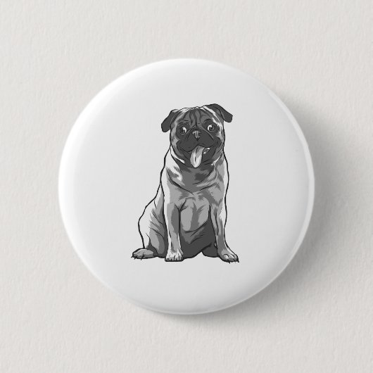 Schattige Pug met Goede Stemming Ronde Button 5,7 Cm (Voorkant)