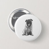 Schattige Pug met Goede Stemming Ronde Button 5,7 Cm (Voorkant /achterkant)