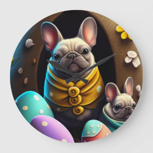 Schattige Pug met Paaseieren Een Feestelijk en Sch Grote Klok