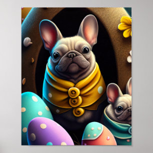 Schattige Pug met Paaseieren Een Feestelijk en Sch Poster