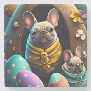 Schattige Pug met Paaseieren Een Feestelijk en Sch Stenen Onderzetter