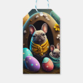 Schattige pug met paaseieren Een feestelijke en sn Cadeaulabel (Voorkant)