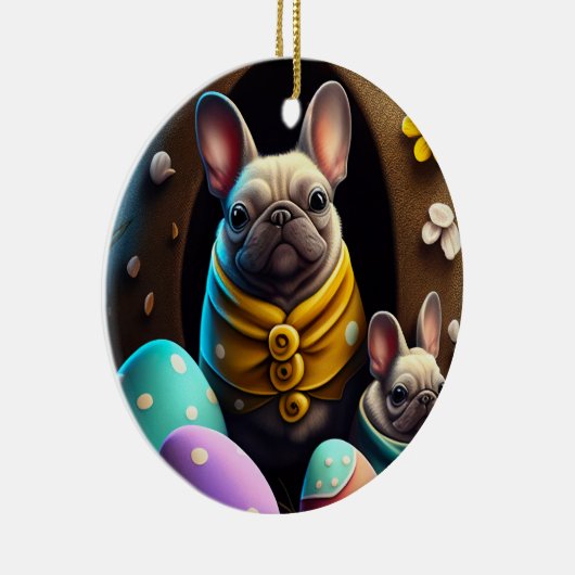 Schattige pug met paaseieren Een feestelijke en sn Keramisch Ornament (Rechts)