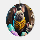 Schattige pug met paaseieren Een feestelijke en sn Keramisch Ornament (Links)