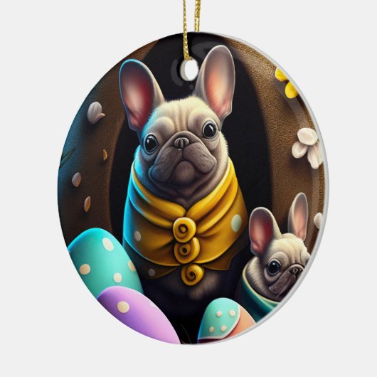 Schattige pug met paaseieren Een feestelijke en sn Keramisch Ornament (Links)