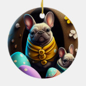 Schattige pug met paaseieren Een feestelijke en sn Keramisch Ornament (Achterkant)